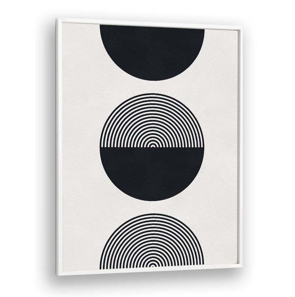 Elegant black and white composition of circles in SHAPES XI, GEOMETRIC ART PRINTS for modern decor.