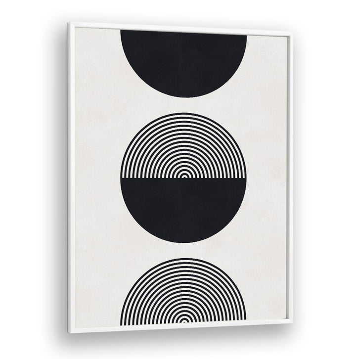 Elegant black and white composition of circles in SHAPES XI, GEOMETRIC ART PRINTS for modern decor.