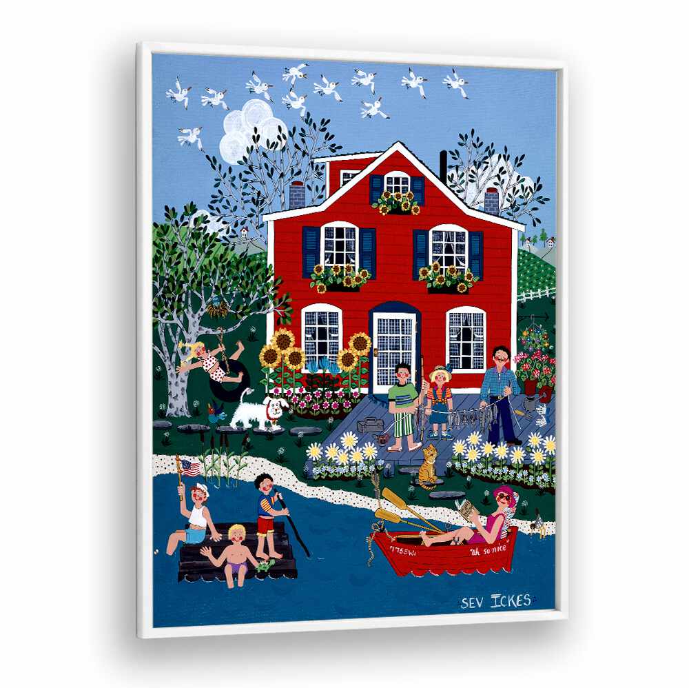 Whimsical LITTLE RED COTTAGE, KIDS ROOM PAINTINGS bring joy and imagination to your child's space. Ideal for cozy decor.