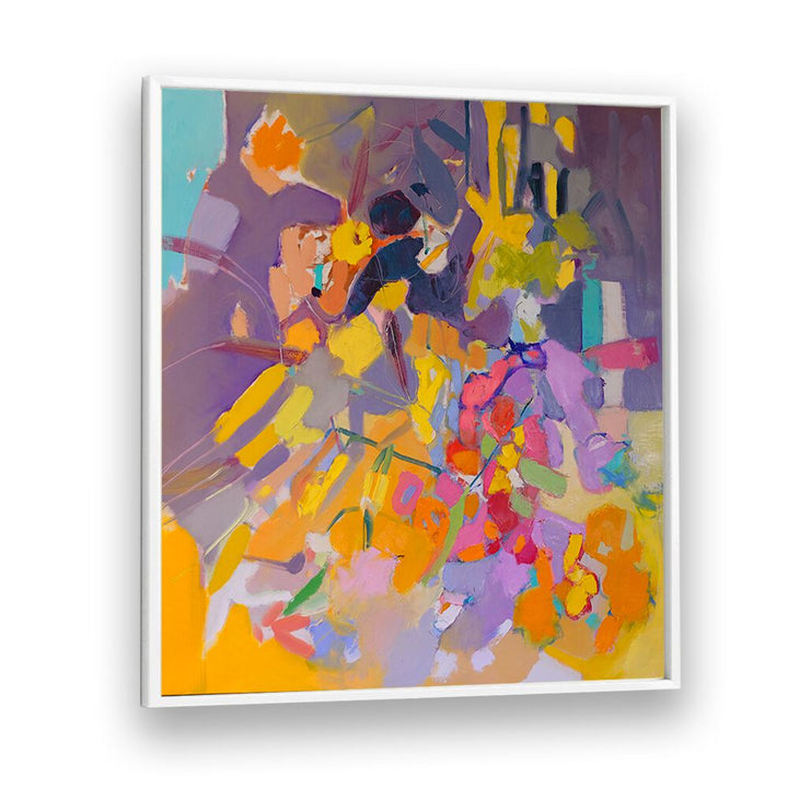 Vibrant ORANGE FLOWERS in a stunning ABSTRACT PAINTING, perfect for brightening your home decor.