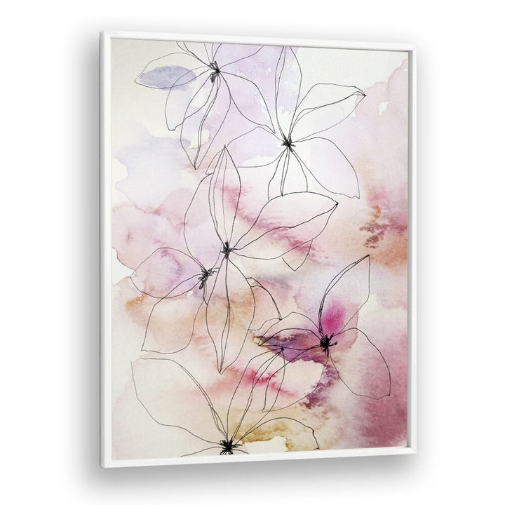 Delicate watercolor art featuring WHISPER PETALS I, FLORAL FLOWER PAINTINGS, perfect for any floral-themed decor.