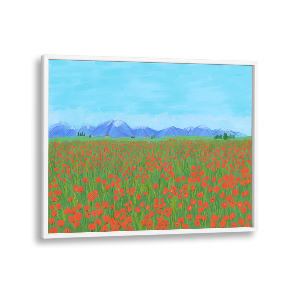 POPPY FIELD , LANDSCAPE ART PRINTS , LANDSCAPE PAINTINGS