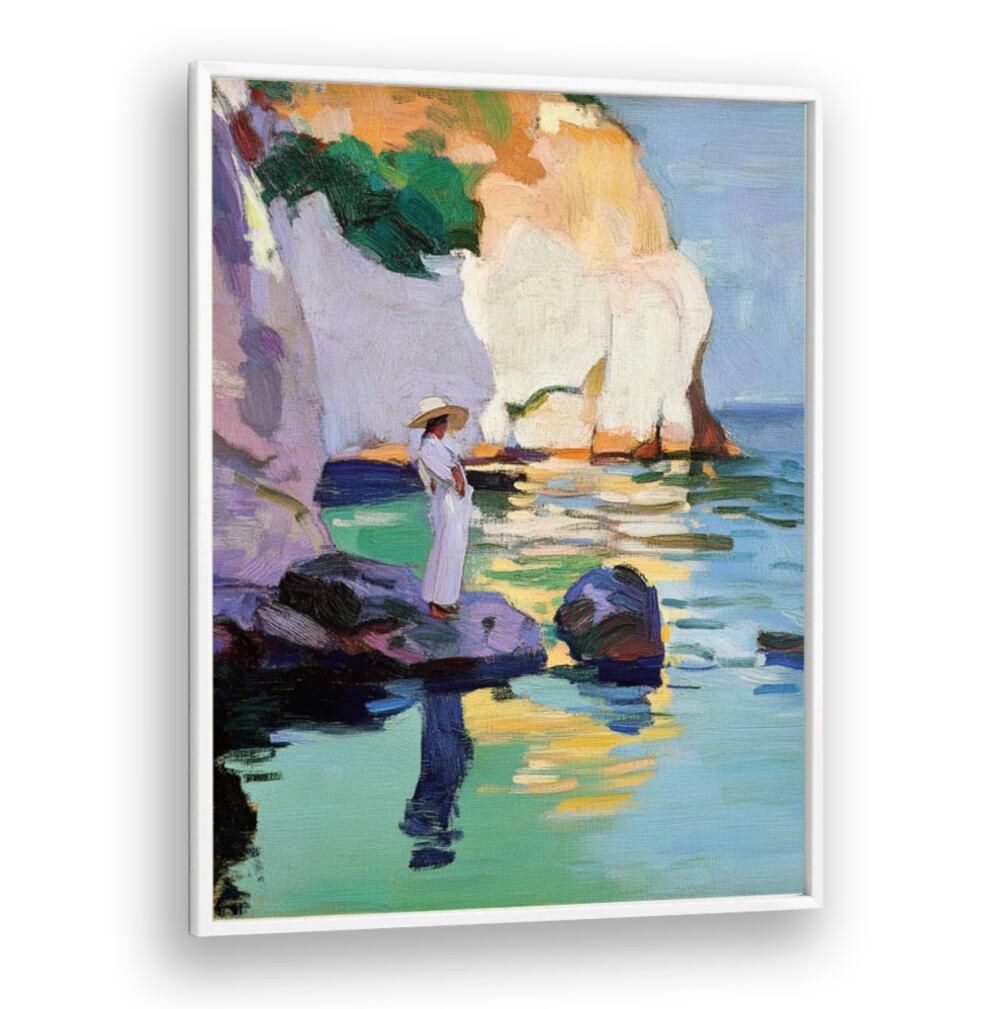 Elegant WOMAN ON A ROCK sculpture showcasing grace and strength, perfect for art lovers and home decor.