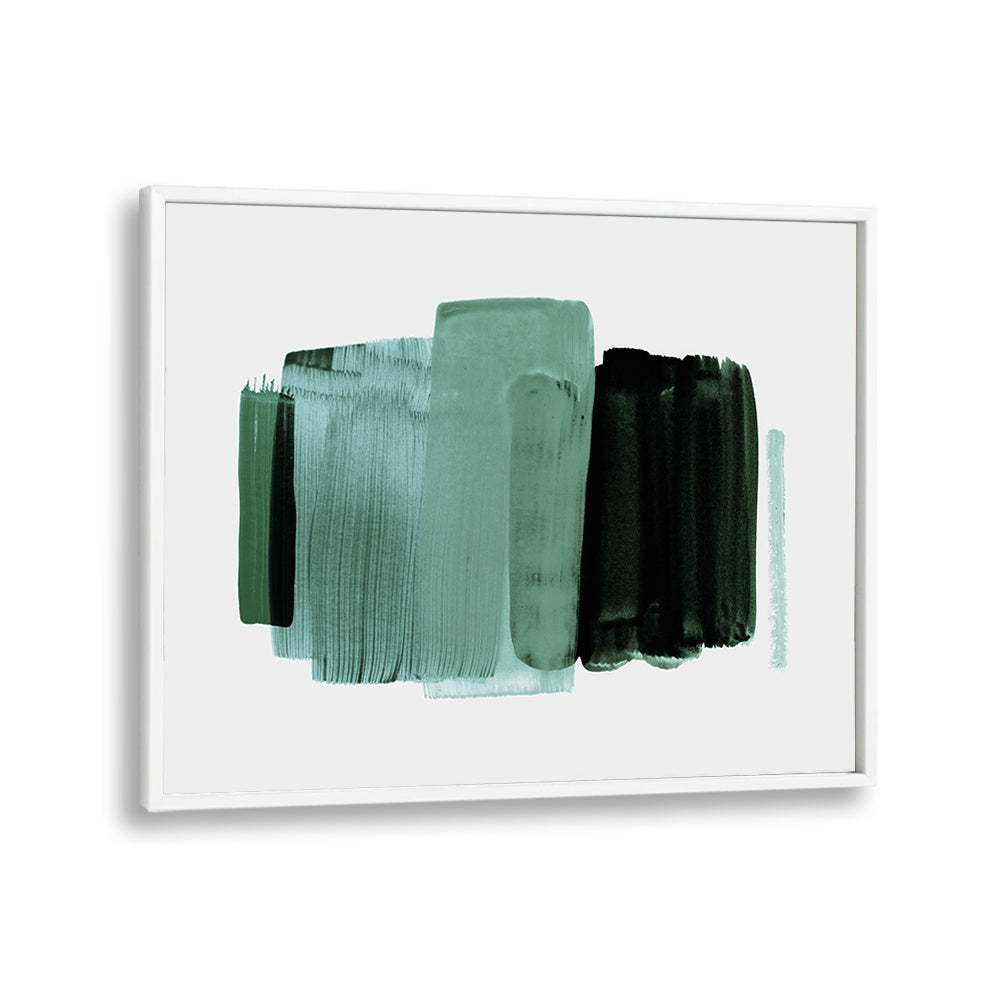 MINIMALISM XVII, ABSTRACT PAINTINGS showcases a modern blend of green and black brushstrokes for contemporary decor.