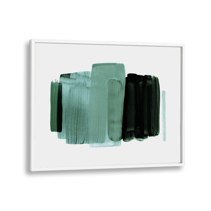 MINIMALISM XVII, ABSTRACT PAINTINGS showcases a modern blend of green and black brushstrokes for contemporary decor.