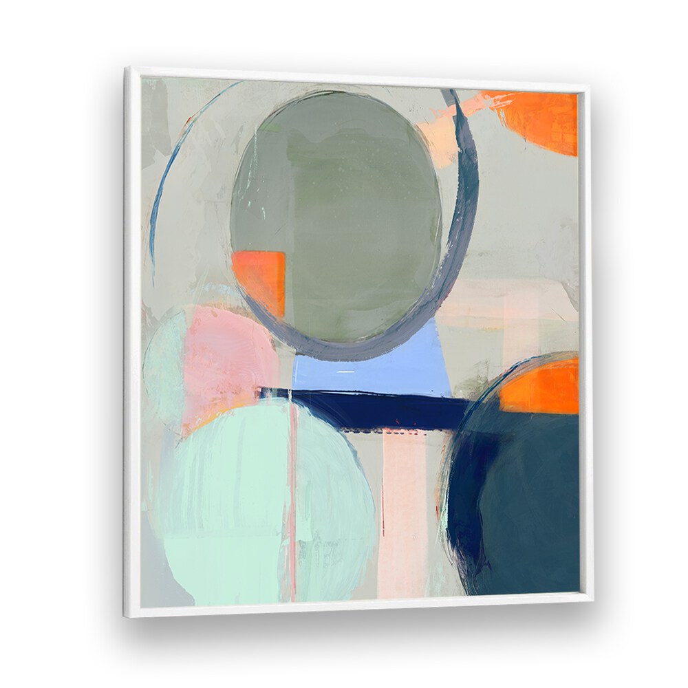 Colorful geometric shapes in TURNAROUND, ABSTRACT PAINTINGS, perfect for enhancing modern decor and organization.