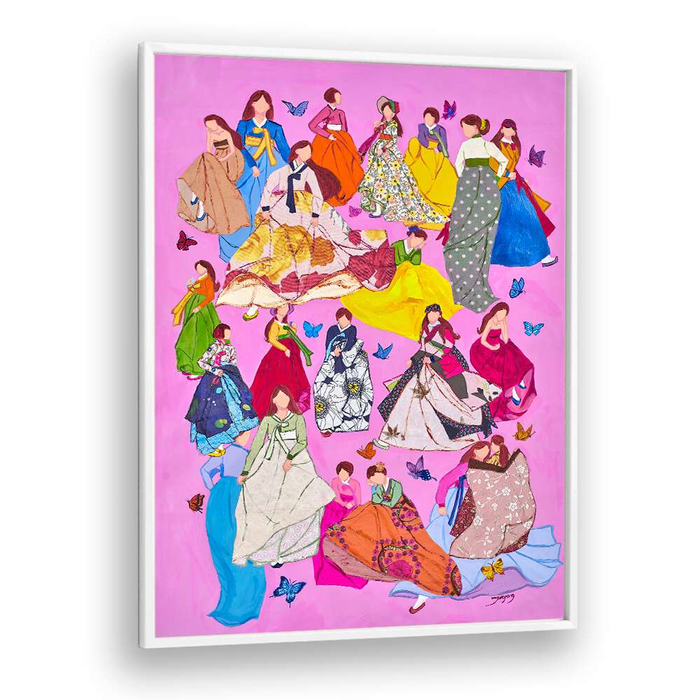 Colorful fashion posters featuring a woman in dresses, perfect for decor enthusiasts. Ideal for style inspiration.