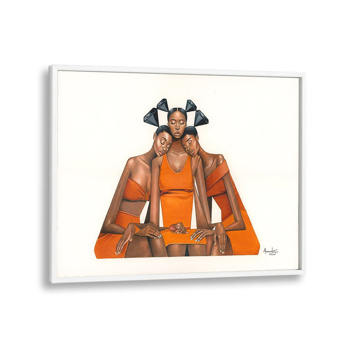 Captivating BLACKDIAMOND(SISTERHOOD) , AFRICAN ART PAINTINGS showcasing strong connections and empowerment in vibrant colors.
