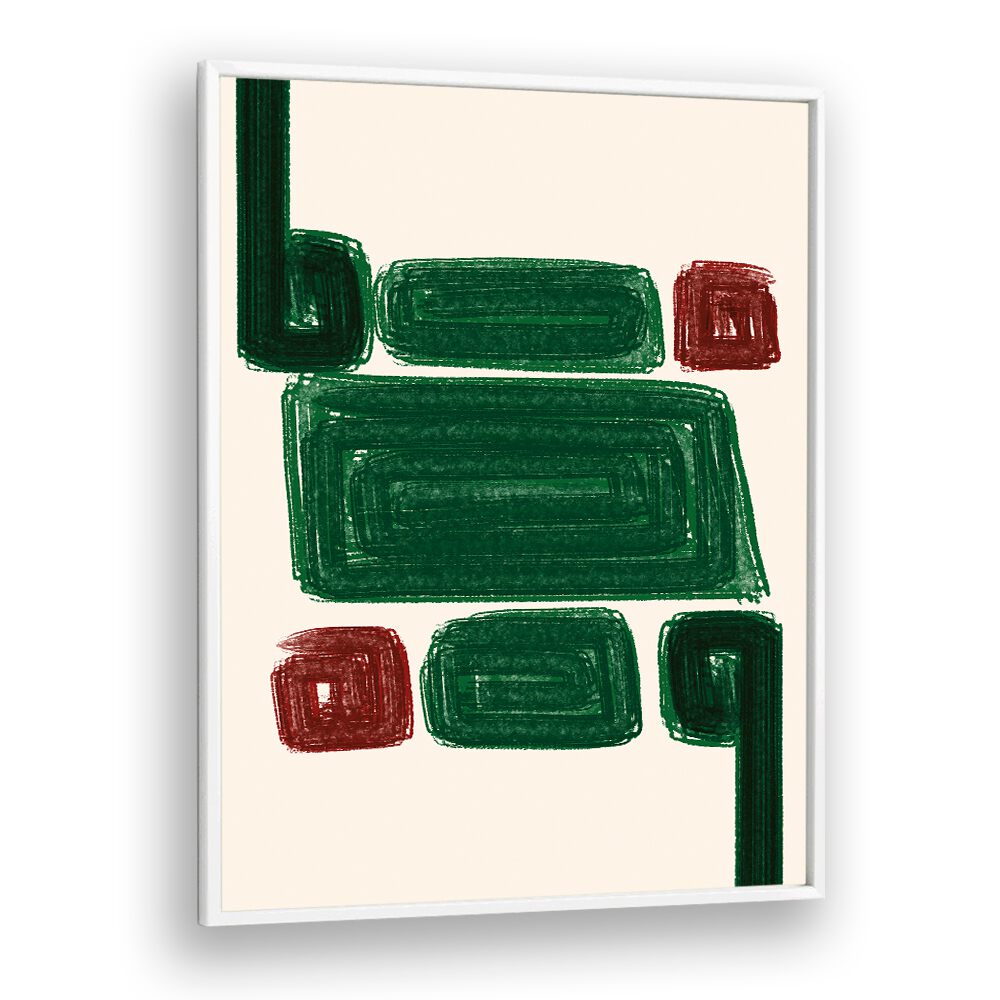 SIMPLEX III, ABSTRACT PAINTINGS showcases vibrant greens and reds, enhancing modern decor with artistic flair.