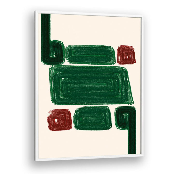 SIMPLEX III, ABSTRACT PAINTINGS showcases vibrant greens and reds, enhancing modern decor with artistic flair.
