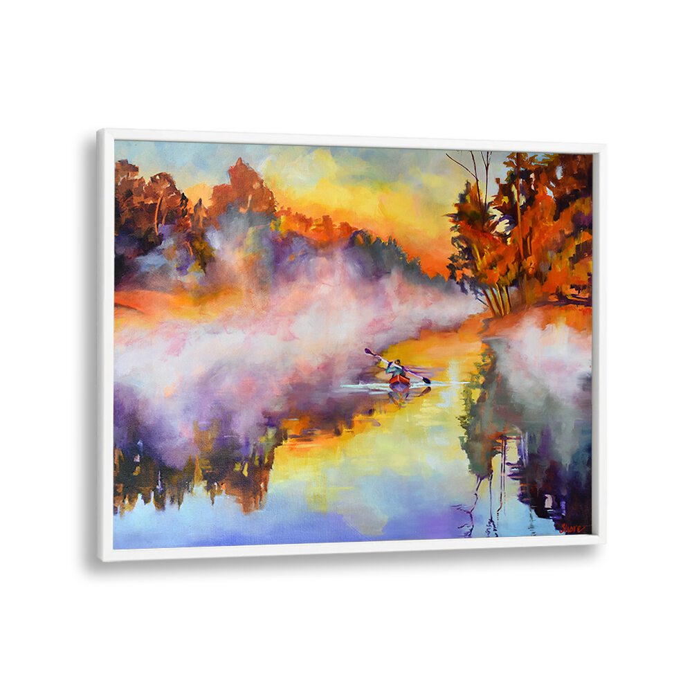 KAYAK IN THE MIST , LANDSCAPE PAINTINGS