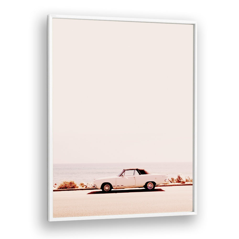Stylish CALIFORNIA COAST, CAR POSTERS featuring a vintage car by the ocean, perfect for any car enthusiast's decor.