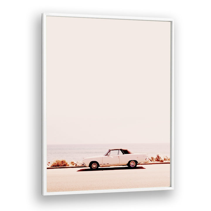 Stylish CALIFORNIA COAST, CAR POSTERS featuring a vintage car by the ocean, perfect for any car enthusiast's decor.