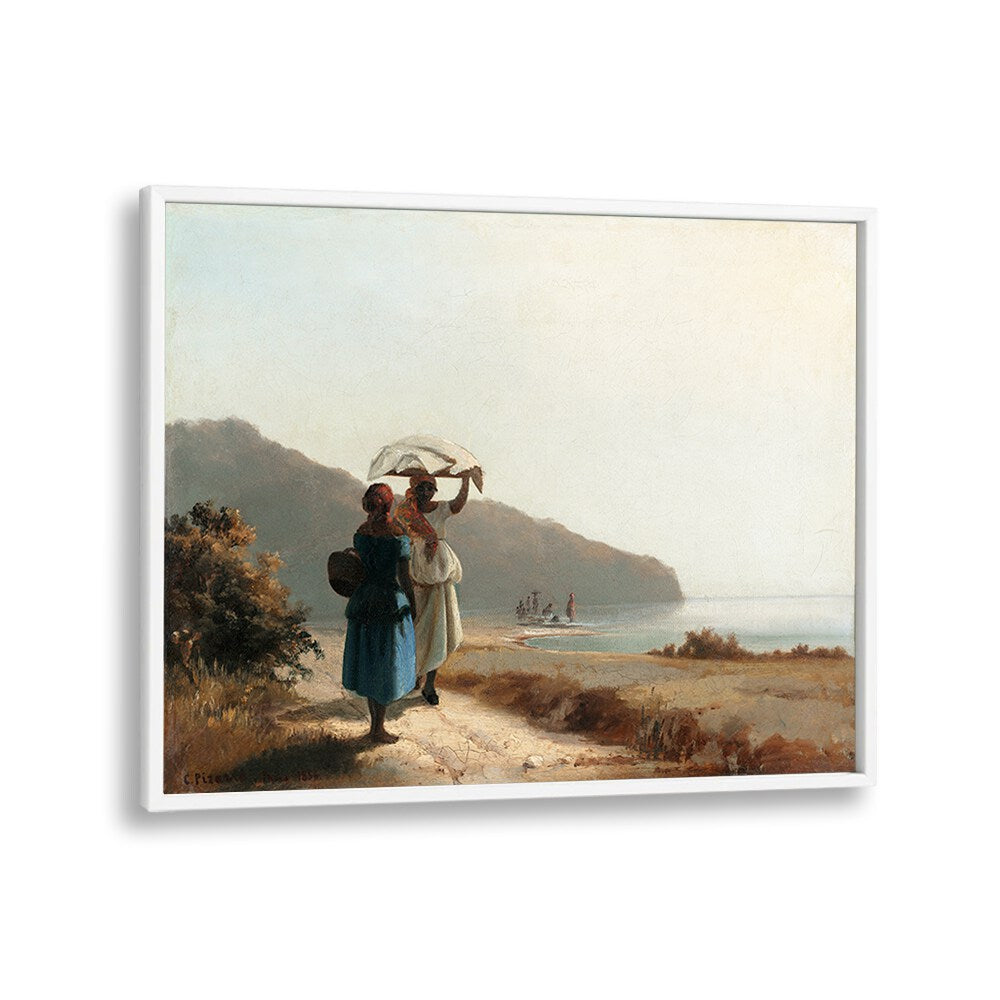 TWO WOMEN CHATTING BY THE SEA, ST. THOMAS (1856) , VINTAGE PAINTINGS