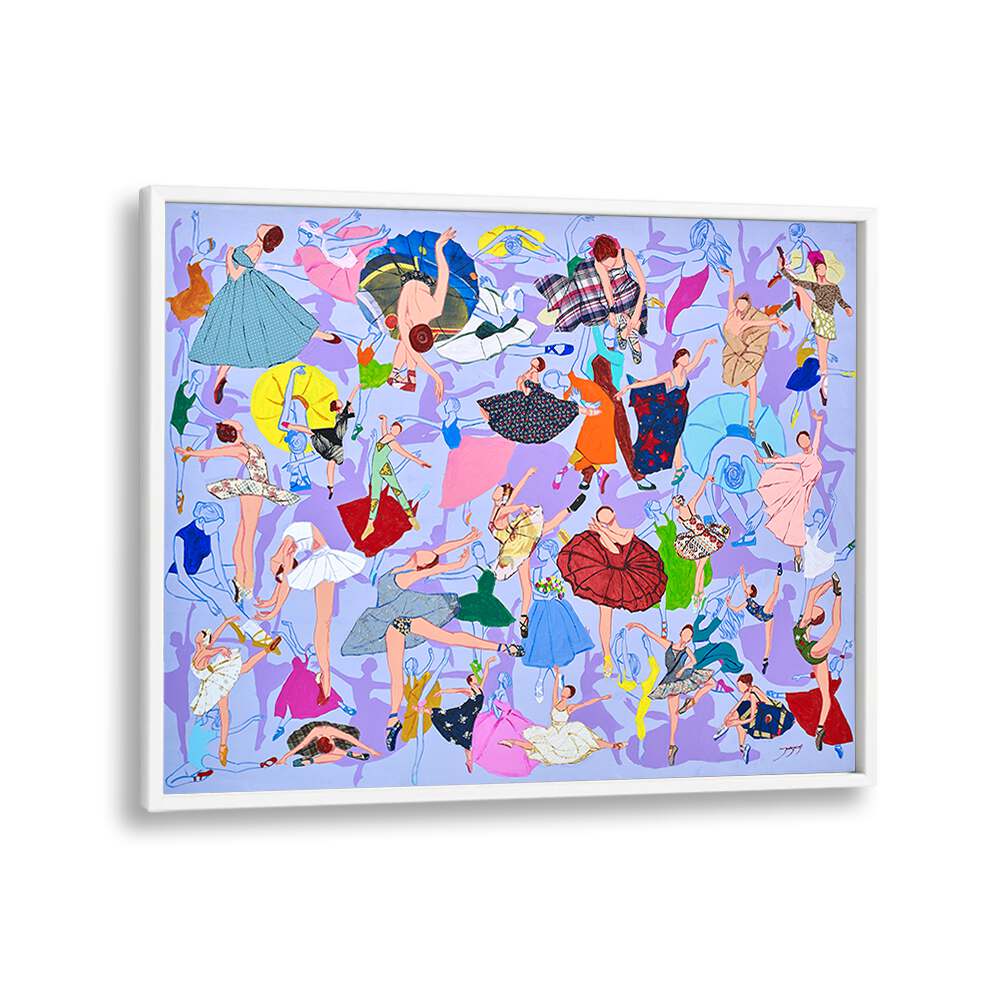 Colorful SPRING WALTZ, FASHION POSTERS showcase vibrant dancers in stylish outfits, perfect for any fashion lover's décor.