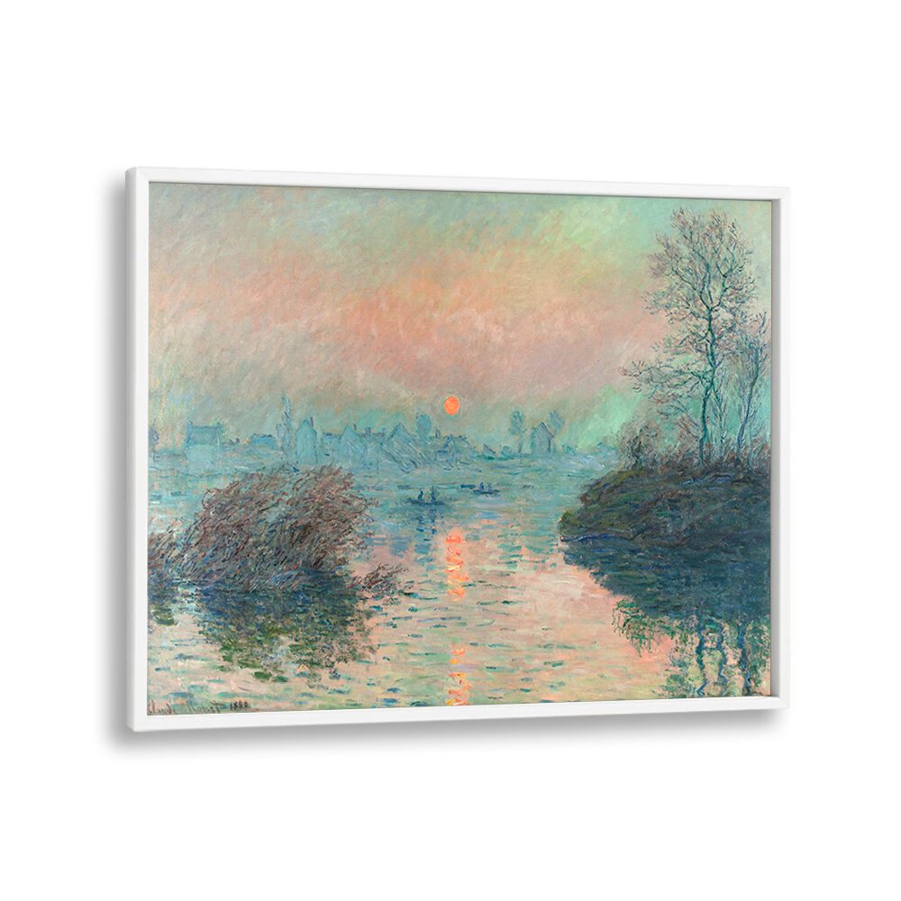 SUN SETTING ON THE SEINE AT LAVACOURT (1880) , VINTAGE PAINTINGS