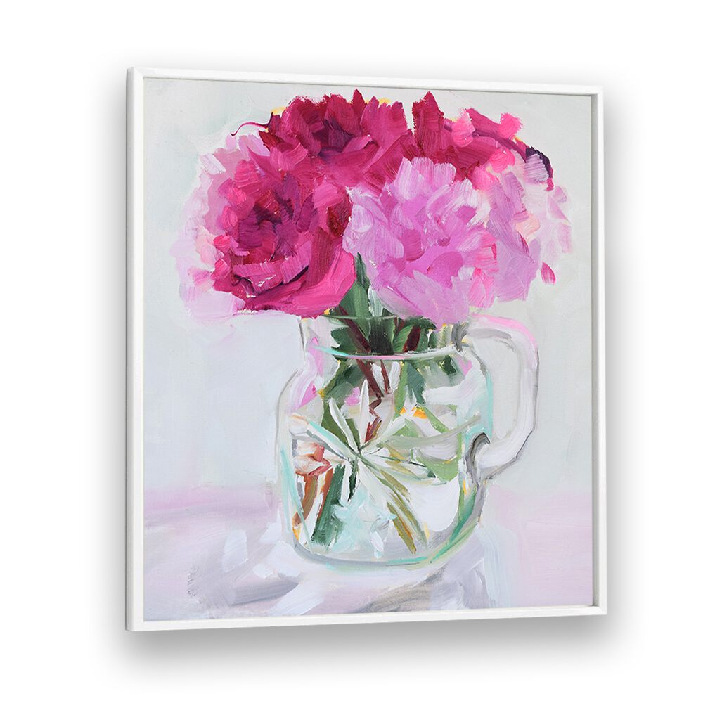 Vibrant pink flowers in a jar, showcasing the essence of the PRETTY IN PINK, FLORAL FLOWER PAINTINGS collection.