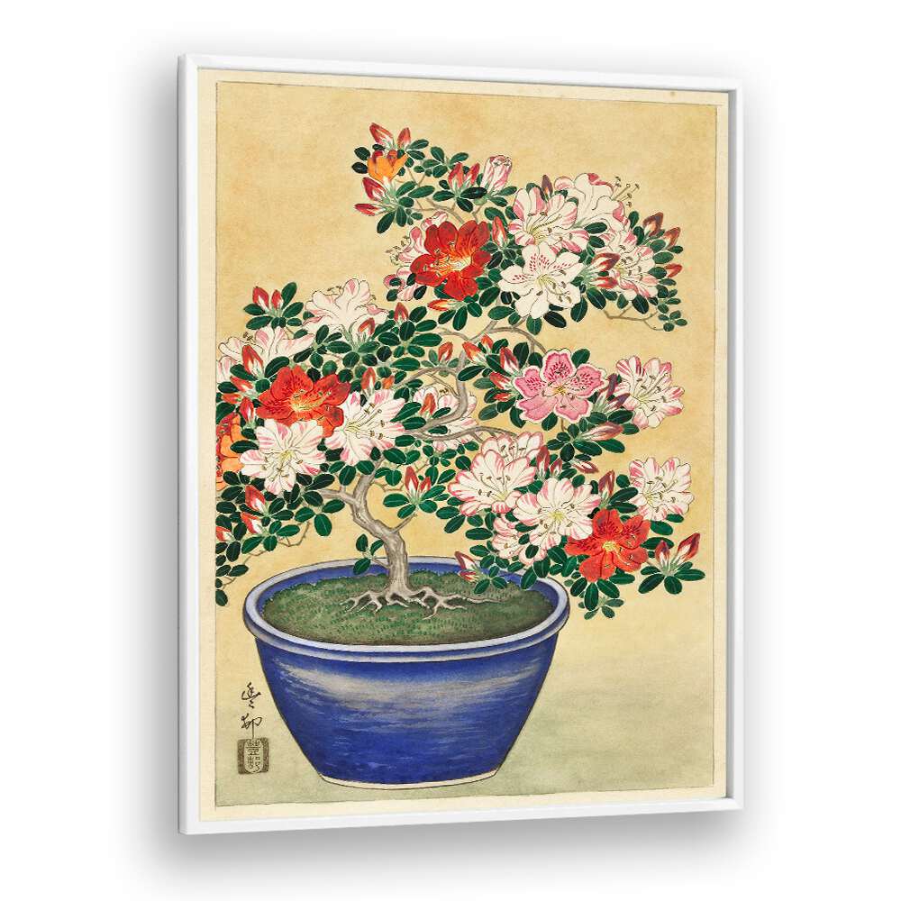 BLOOMING AZALEA IN BLUE POT (1920 - 1930)  , JAPANESE PAINTINGS , JAPANESE ART PRINTS