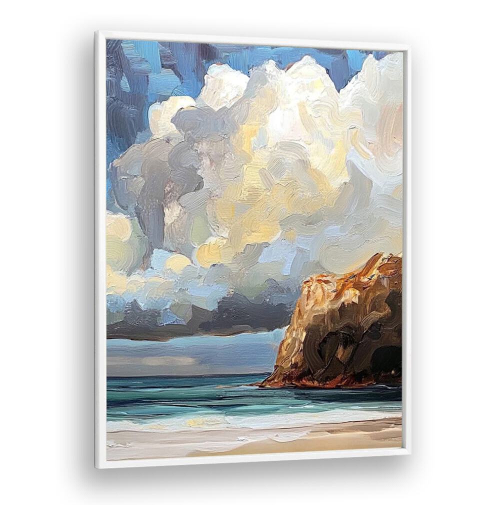 Serene coastal landscape featuring dramatic clouds, perfect for elevating décor with CLOUDY DAY AT THE BEACH II.