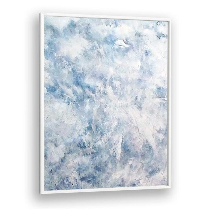 Enchanting SNOW STORM, ABSTRACT PAINTINGS, ideal for modern homes, featuring a serene blend of blues and whites.