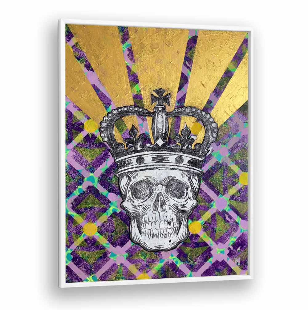 MEMENTO MORI 4.0, POP ART PAINTINGS features a skull crowned, blending art and philosophy for a striking decor piece.