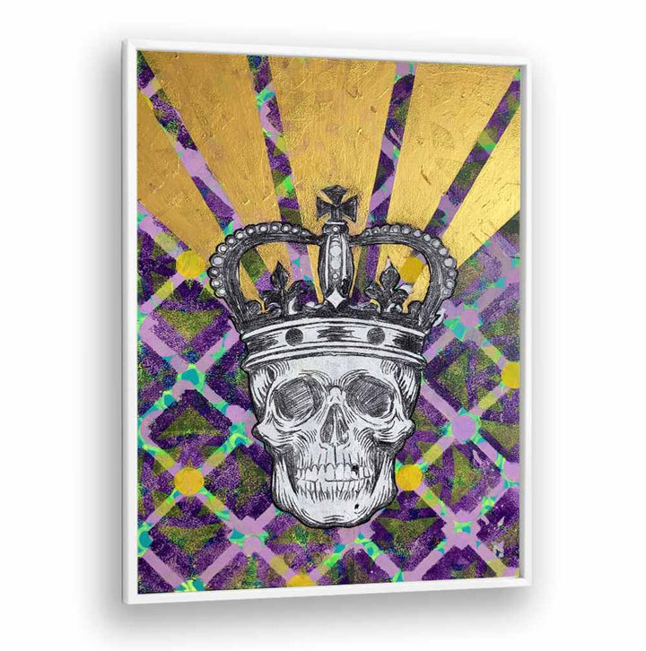 MEMENTO MORI 4.0, POP ART PAINTINGS features a skull crowned, blending art and philosophy for a striking decor piece.