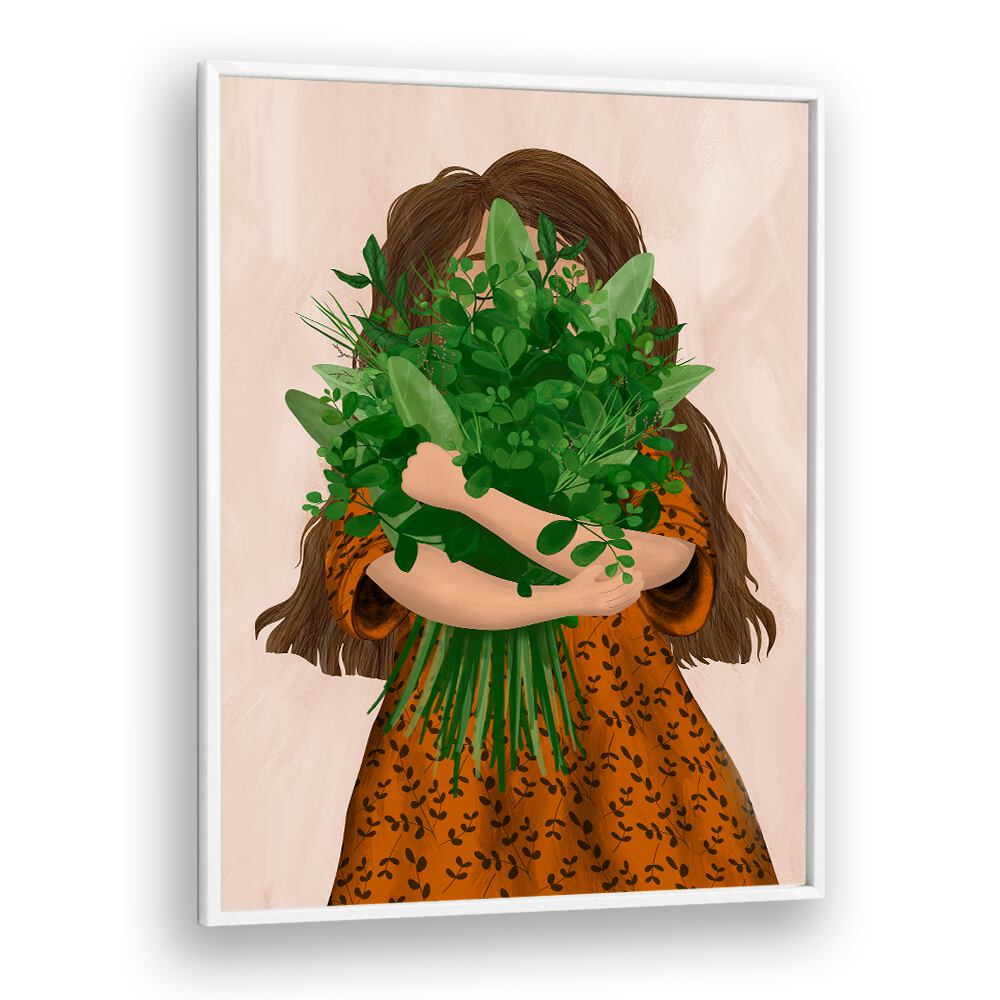 Charming GIRL WITH POSY, KIDS ROOM PAINTINGS featuring a girl with greens, perfect for a playful decor.