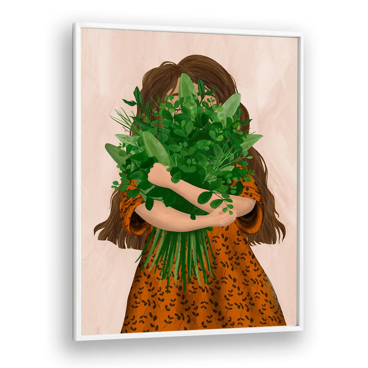 Charming GIRL WITH POSY, KIDS ROOM PAINTINGS featuring a girl with greens, perfect for a playful decor.