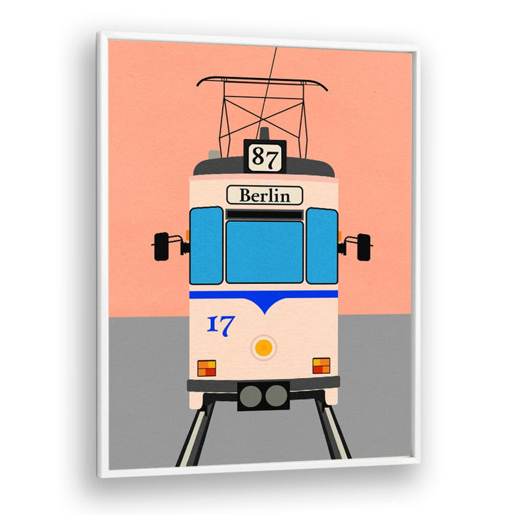 Stylish BERLIN TRAM, CAR POSTERS feature a detailed illustration of Berlin's iconic tram, perfect for urban decor.