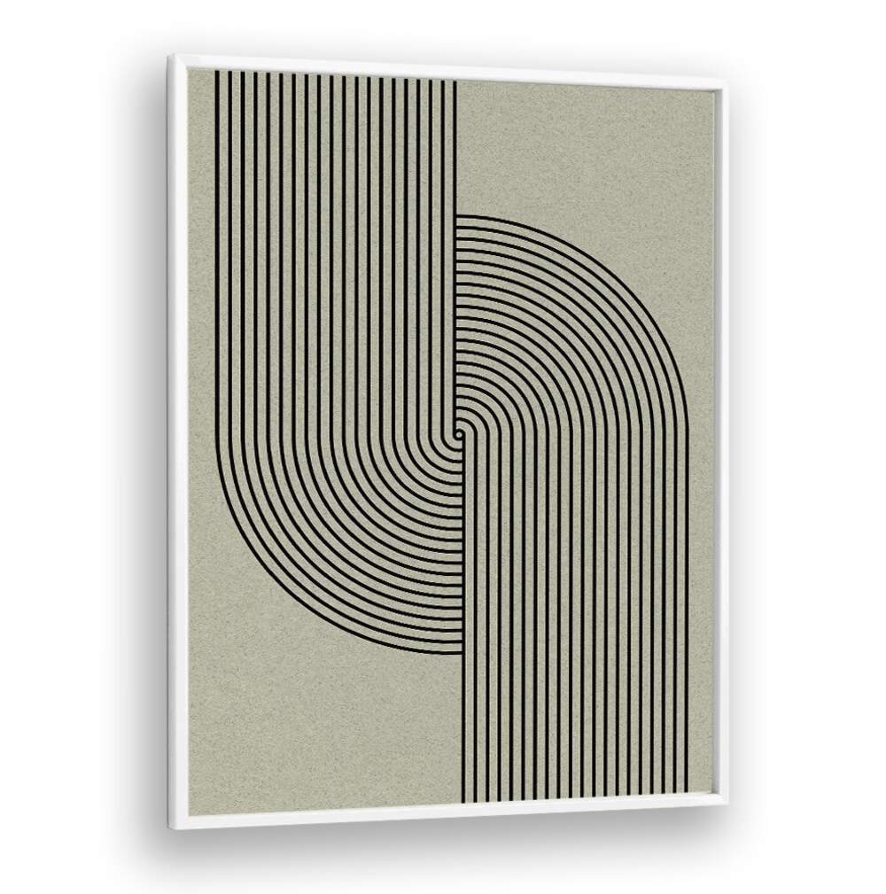 Elegant GREEN MID CENTURY MODERN, GEOMETRIC ART PRINTS featuring sophisticated black lines on a neutral background.