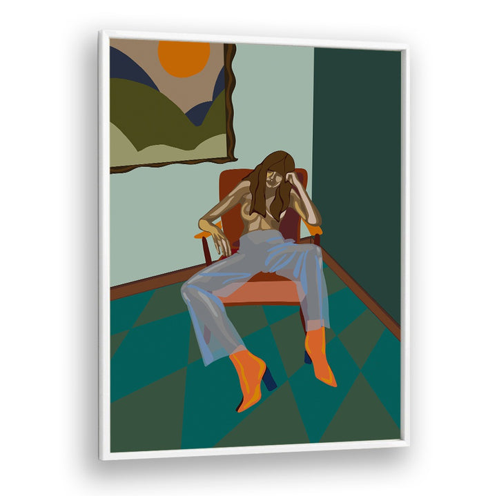 Stunning HESTER II, PORTRAITS artwork featuring a seated figure that merges artistry and emotion in vibrant colors.