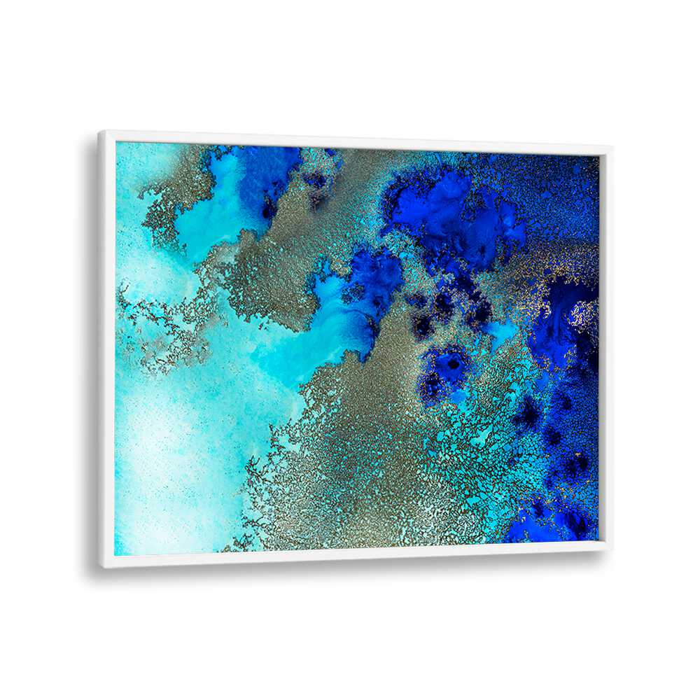 Vibrant blues and textures in FIJI CORAL RESONANCE, ABSTRACT PAINTINGS enhance your contemporary space beautifully.