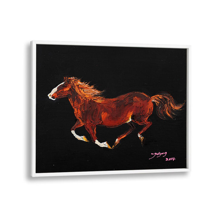 Dynamic portrayal of a galloping horse in "HORSE II, ANIMAL PAINTINGS," perfect for animal art enthusiasts.
