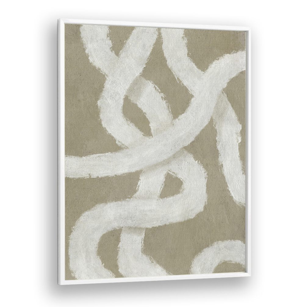 Stylish TWIST, ABSTRACT PAINTINGS featuring elegant white swirls on a muted background for a chic home decor boost.