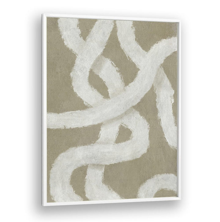 Stylish TWIST, ABSTRACT PAINTINGS featuring elegant white swirls on a muted background for a chic home decor boost.