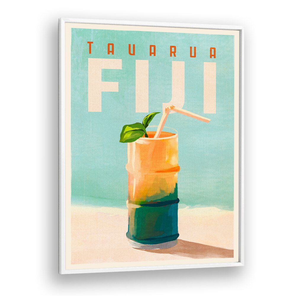 TAVARUA FIJI COCKTAIL POSTER TRAVEL ART BY THE WHISKEY GINGER ,BAR POSTERS , BAR ART PRINTS