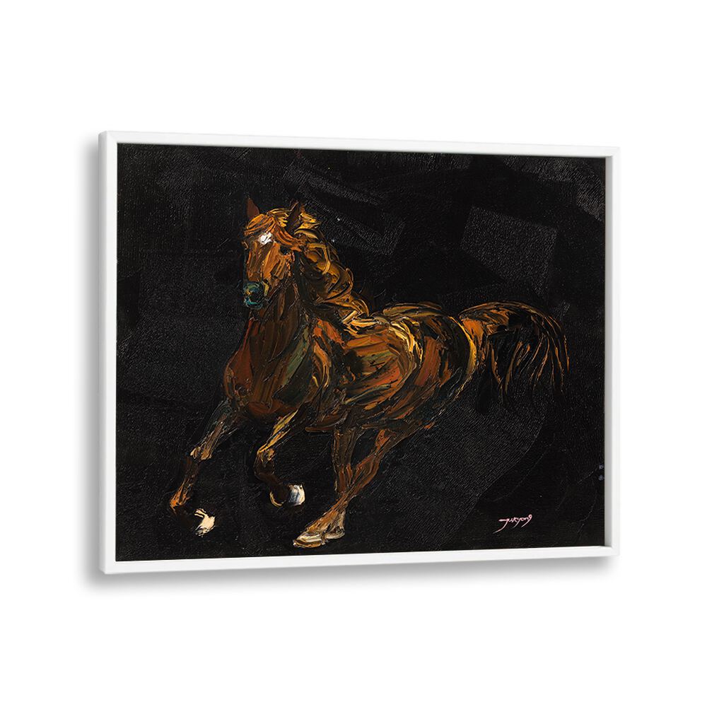 A striking depiction of a brown horse in vibrant strokes, perfect for lovers of animal paintings. Ideal for home decor.