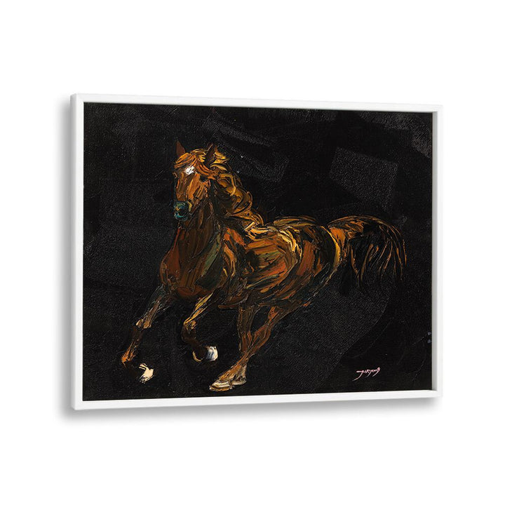 A striking depiction of a brown horse in vibrant strokes, perfect for lovers of animal paintings. Ideal for home decor.