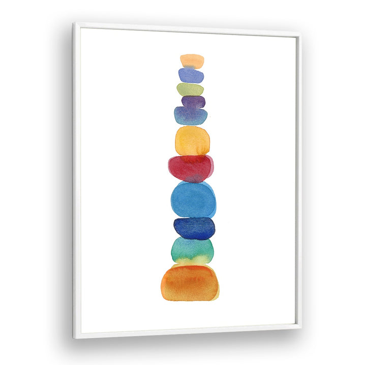 Brightly colored stones stacked vertically in the COLOR TOWER, BEACH PAINTINGS collection, adding vibrant coastal charm.
