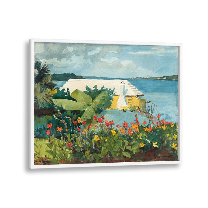 FLOWER GARDEN AND BUNGALOW, BERMUDA (1899)  , VINTAGE PAINTINGS