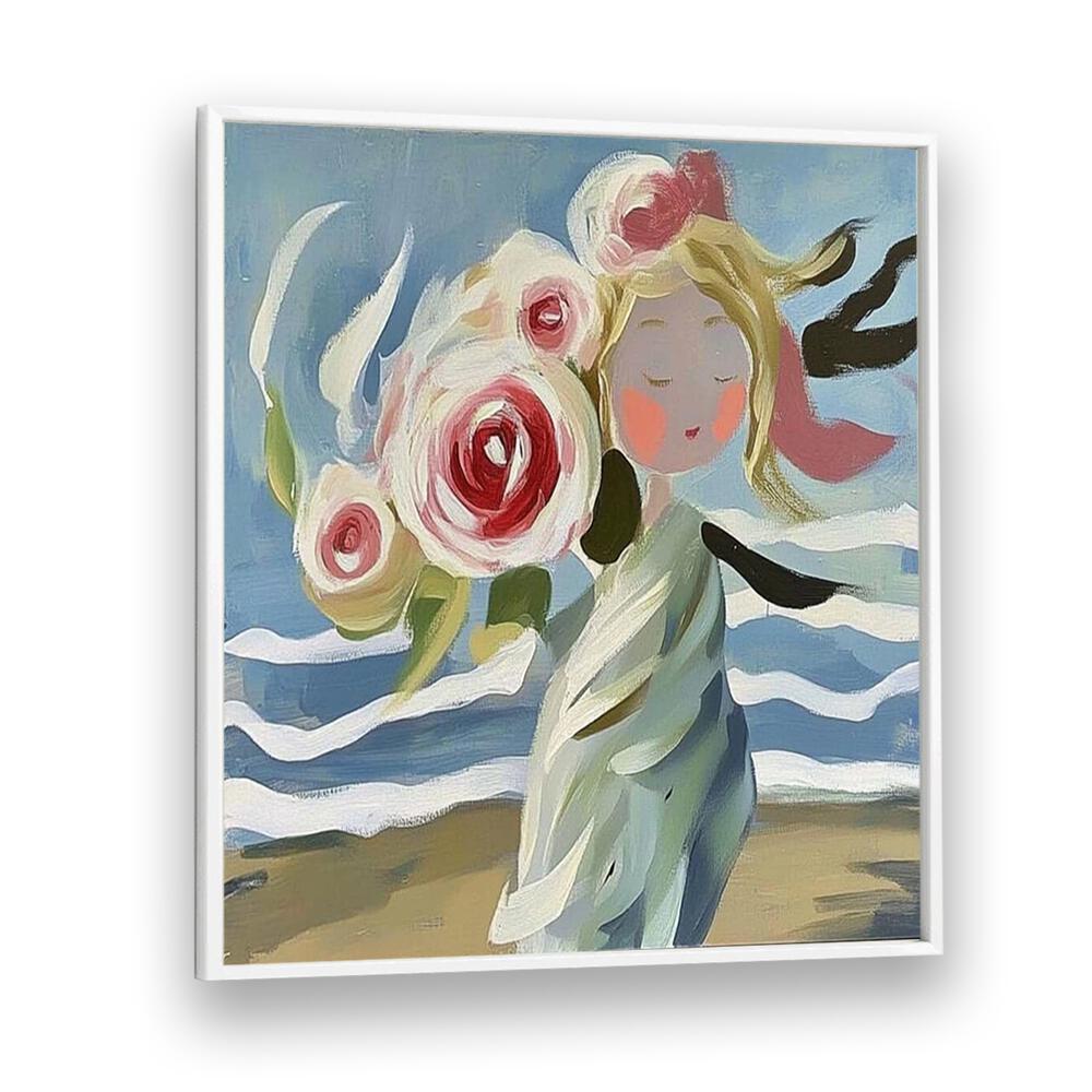 Captivating GIRL WITH ROSES artwork, embodying beauty and elegance, perfect for enhancing any space.
