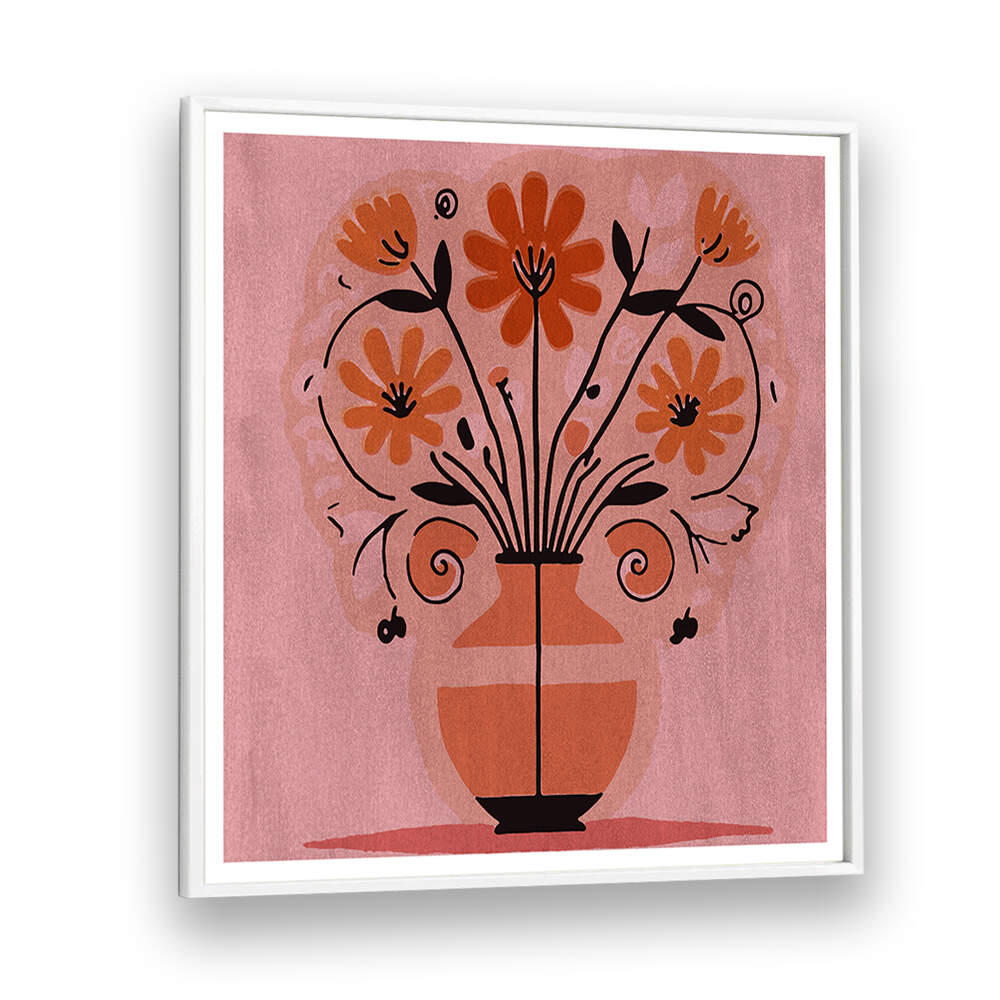 ABSTRACT FLOWERS IN A VAS , FLORAL FLOWER PAINTINGS