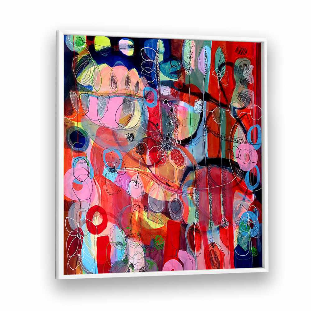 Vibrant colors and dynamic shapes in AFTER THE RAIN II, ABSTRACT PAINTINGS showcase contemporary artistry and expression.