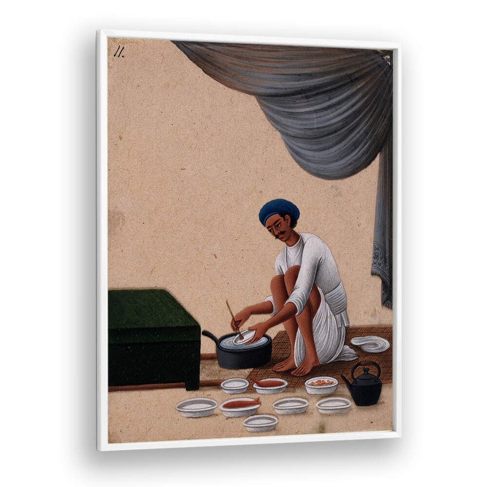 A MAN WASHING DISHES