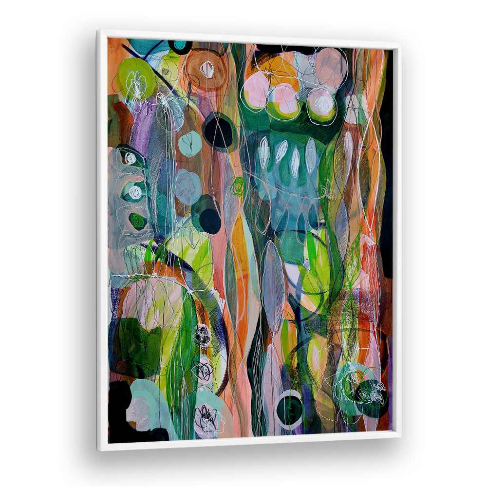 Vibrant colors and intricate designs define AMAZONIA I, ABSTRACT PAINTINGS, a captivating piece for modern decor.