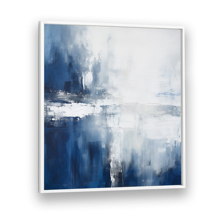 Elegant AQUA DREAMSCAPE, ABSTRACT PAINTINGS in serene blues and whites, perfect for modern decor.