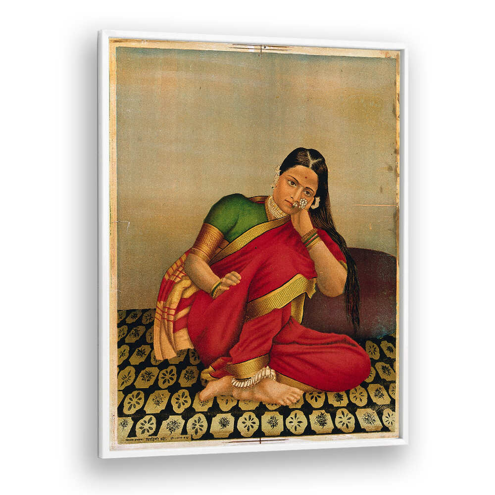 A WOMAN LEANING WISTFULLY