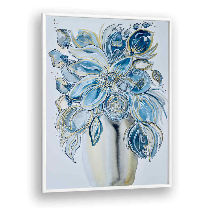 Captivating AZUL FLORAL, FLORAL FLOWER PAINTINGS featuring vibrant blue flowers in a chic vase, perfect for home decor.