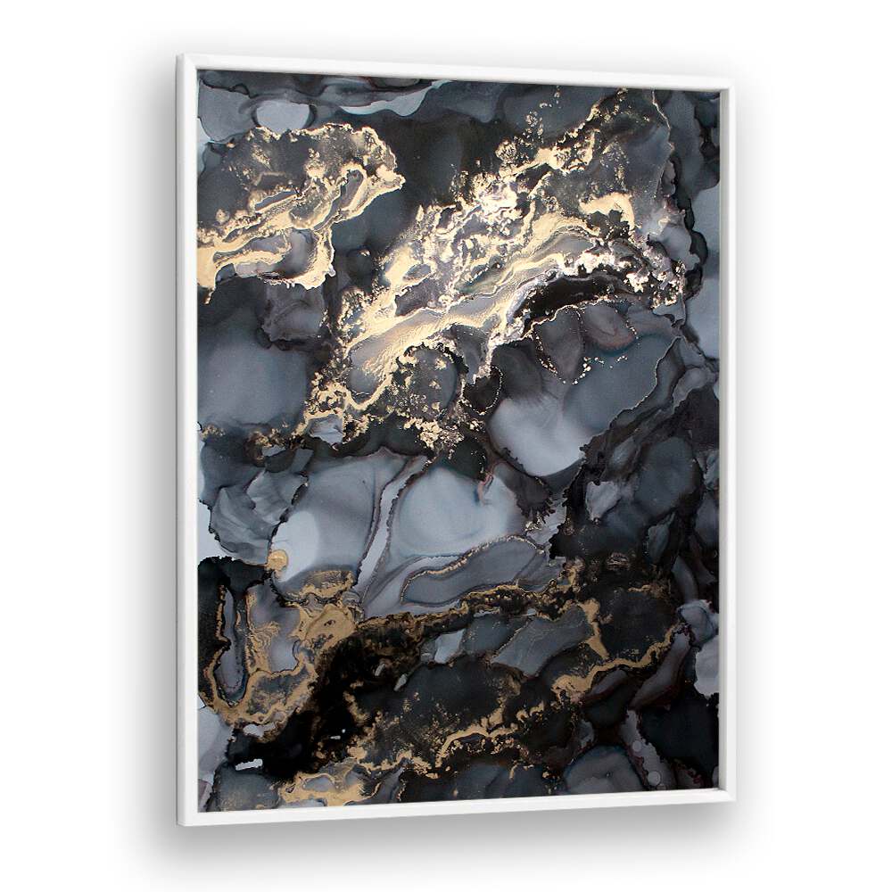 Elegant BLACK STORM, ABSTRACT PAINTINGS showcasing striking dark hues and gold accents for a bold decor statement.