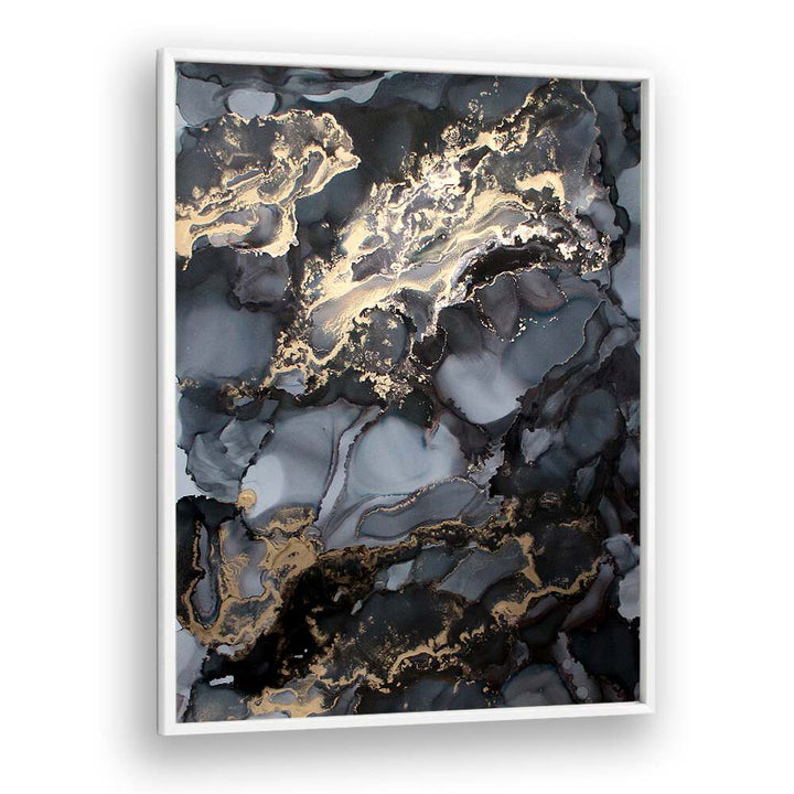 Elegant BLACK STORM, ABSTRACT PAINTINGS showcasing striking dark hues and gold accents for a bold decor statement.